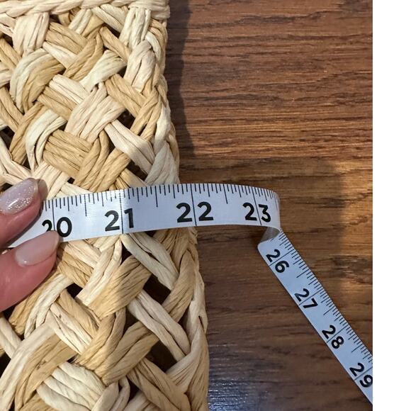 Large Woven Packable Straw Tote Bag – Beige 22 x 11 x 8 Chic Beach Travel Bag - Picture 8 of 10